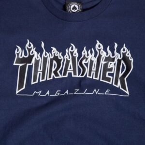 thrasher flame logo t shirt blue m