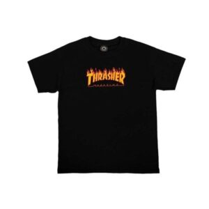 thrasher flame logo t shirt blk youth xl