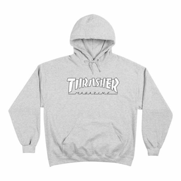 thrasher outlined hoodie grey m thrasher outlined hoodie grey m